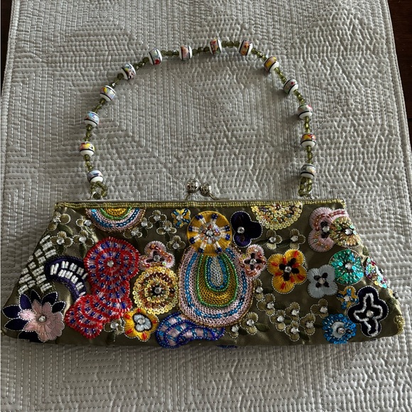 Vintage Beaded Evening Ladies Purse With Beaded Handle- Great Condition - Picture 5 of 8